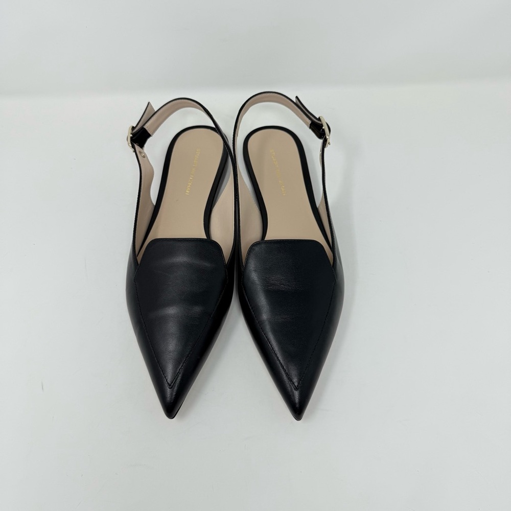 New Stuart Weitzman Ryder Slingback Flat Black Sz 8.5 - Picture 5 of 14
